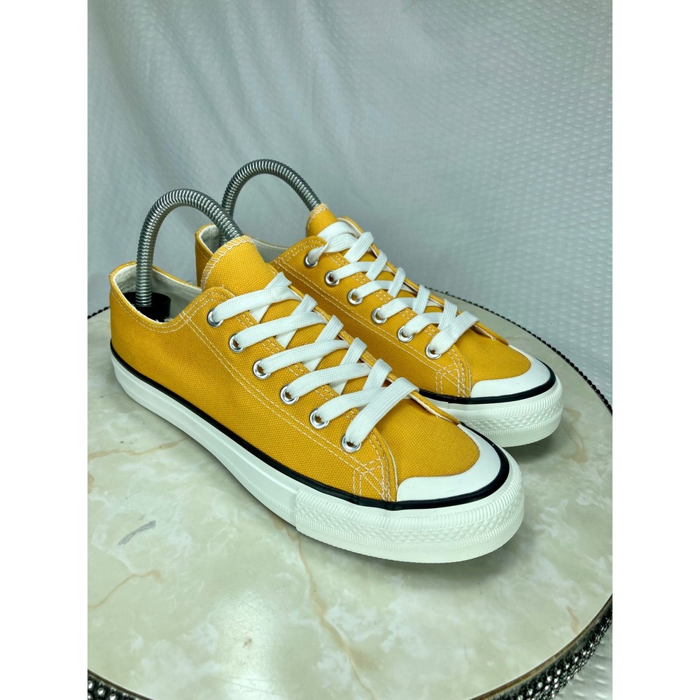 Canvas Low Top Platform Sneakers Womens 6.5 Yellow Lace Up Streetwear Shoes New